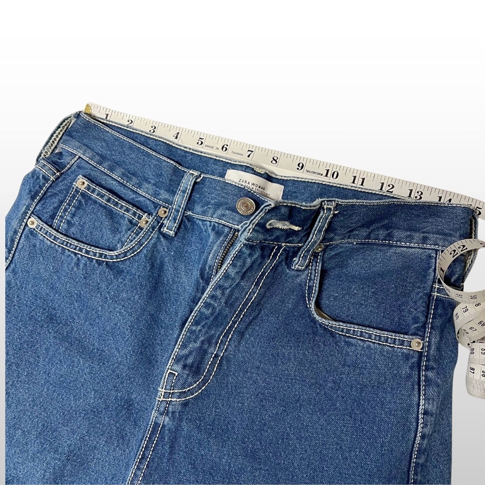 Zara Woman Premium Denim Size 6 Trinny High Rise Wide Leg Flare Blue Jeans NWOT - Picture 3 of 7